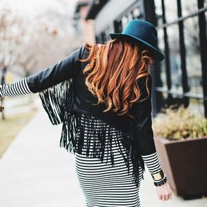 Glamorous Vegan Leather Fringe Jacket
